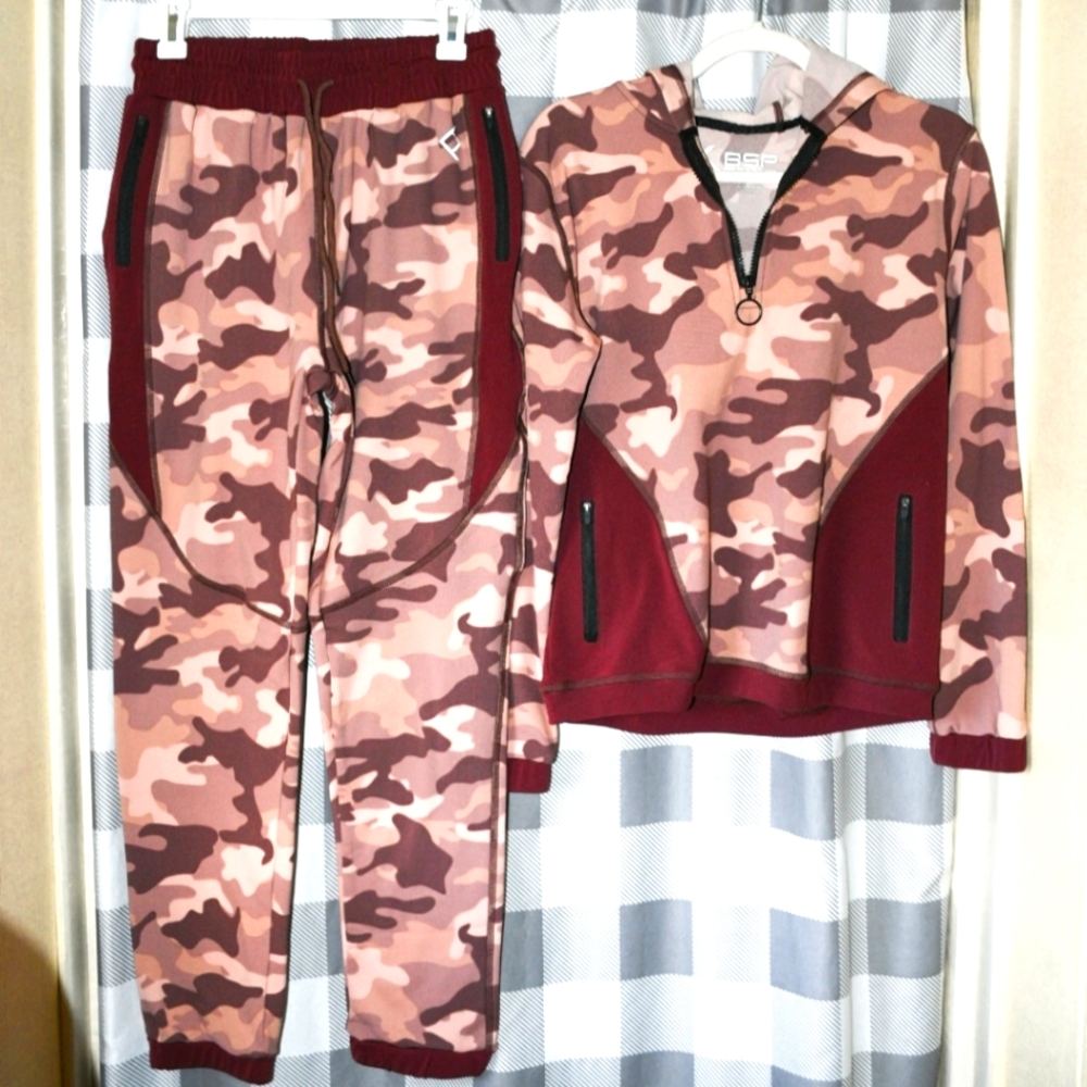 Maroon Camo Jogger Set
